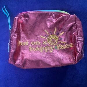 HOBO Metallic Pink Cosmetic Bag with Embroidered Design